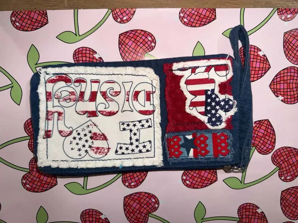 Disney Patriotic Mickey Mouse 'I Love Disney ' Denim Wristlet Clutch
